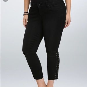 SKINNY JEAN grey RINSE LACE-UP SIDE